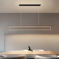 Lustres en fer rectangulaires géométriques minimalistes modernes, hauteur réglable, taille moyenne, LED à intensité variable, noirs, pour salles à manger, bars