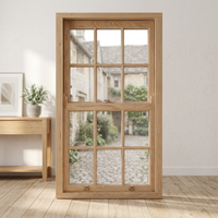 Système de fenêtre coulissante verticale en bois massif avec porte de balcon du sol au plafond, verre isolant et rail de glissement fluide