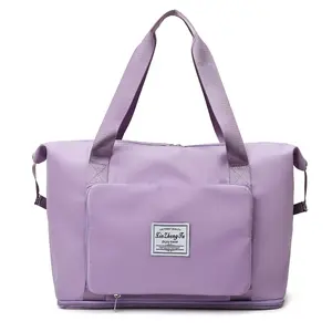 Top Seller Foldable Expandable Dry Wet Waterproof Duffel Bag Duffle Yoga Weekend Shoulder Gym Luggage Travel Tote Bag Women