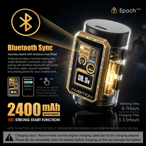 <span class=keywords><strong>Kit</strong></span> de machine à tatouer sans fil Ambition Epoch Max, batterie 2400 mAh, entraînement direct, course réglable 1-5 mm, moteur sans balais, 34+42 mm - Product Image 6