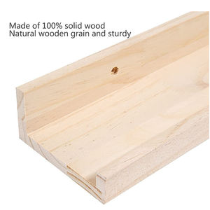 طقم من 3 أرفف عائمة من الخشب الطبيعي مقاس 16 بوصة رف تخزين خشبي مثبت على الحائط بنفس الأبعاد - Product Image 3