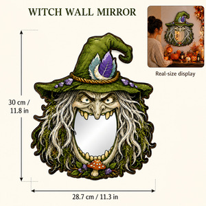 <span class=keywords><strong>Miroir</strong></span> en bois sorcière Halloween 2026, best-seller - Décoration murale gothique vintage sombre pour toile de fond de fête et accent décoratif pour la <span class=keywords><strong>maison</strong></span> - Product Image 1
