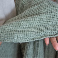 Hammam américain 390gsm vert OEKO-TEX taille personnalisée beaucoup de couleurs doux bio français gaufre pur lin serviette de bain