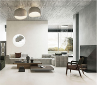 Dalle en pierre frittée gris moderne DOMO 1200x2400mm, finition douce, carrelage mural décoratif intérieur pour salon et salle à manger
