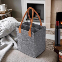 Sac de transport pour 6 ou 9 bouteilles de vin en feutre, avec séparateur amovible et poignée en PU, réutilisable pour cadeaux, pique-niques, fêtes et rangement