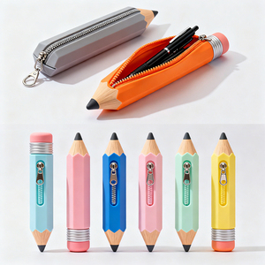 Hot Bán Tùy Chỉnh Silicone Trường Bút Chì Trường Hợp Pouch Dây Kéo Trẻ Em Sinh Viên Dễ Thương Hình Phim Hoạt Hình Thiết Kế Có Thể Gập Lại Lưu Trữ Túi - Product Image 1