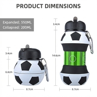Mug de voyage sportif pliable en silicone, anti-fuite, réutilisable, sans BPA, grande capacité 550 ml, motif dessin animé, logo personnalisé, portable