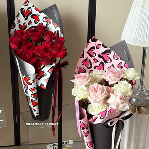 Papel de regalo grueso impermeable con estampado de leopardo y corazón de grafiti para ramos de rosas, suministros de embalaje para floristas y bricolaje. - Product Image 5