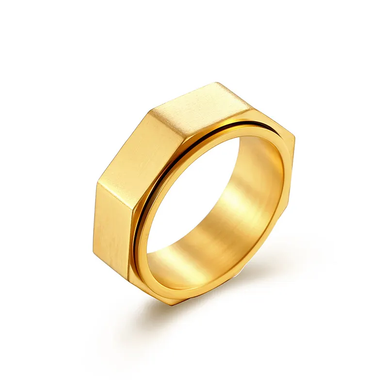 Trendy Women Finger Jewelry 18k Gold Plated Waterproof Stainless Steel men Rings
