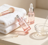 Flacons à bille en verre rose de 5 ml et 10 ml, flacons vides portables pour huiles essentielles et parfums