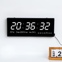 Jam Dinding LED Digit Besar dengan Alarm, Tampilan Waktu 24 Jam, Lampu Latar, Perlengkapan Kantor Sekolah Rumah, Mode Malam, Layar LED Besar