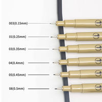 Stylo à dessin à pointe fine en plastique multi-tailles TY, modèle 5112-6, encre à séchage rapide, plusieurs couleurs pour artistes, illustration