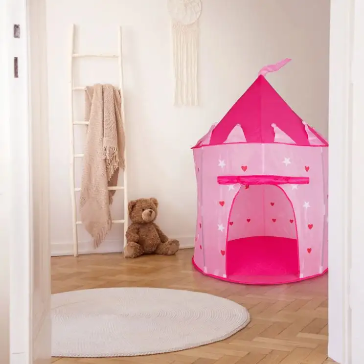 Wholesale New Design Children Indoor Outdoor Pink Color Kids Play Castle Tent Hanging Girls Princess House Tent For Home