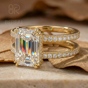 IGI Certified Vvs CVD Lab Grown Diamond Engagement <b>Ring</b> Custom 925 <b>Silver</b> Lab Created Diamond <b>Emerald</b> Pave <b>Ring</b> Women Jewelry - Product Image 2