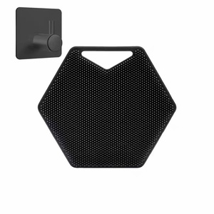 Nuova spazzola da bagno in Silicone poligonale portatile da parete esagonale Shampoo scopa wc forniture - Product Image 1