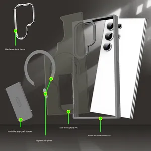 Từ tính chống sốc Matte da-cảm thấy chống-mùa thu điện thoại chủ đứng bảo vệ Bìa trường hợp Đối với <span class=keywords><strong>Samsung</strong></span> S25 S24 23 cạnh siêu cộng với - Product Image 2