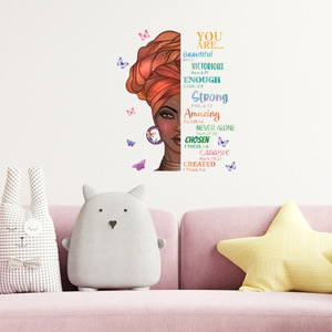 Dessin animé noir fille Style féminin vous êtes <span class=keywords><strong>proverbes</strong></span> <span class=keywords><strong>anglais</strong></span> amovible Stickers muraux salon étude chambre - Product Image 3