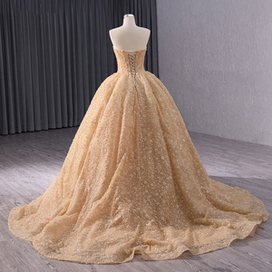Robe de soirée scintillante champagne, robe de bal, col carré, dos nu, tulle pailleté, sequins, perles, Rsm241036 - Product Image 2