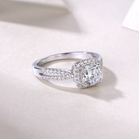 Prix usine 13052 Double doigt mariage fiançailles ensemble gros diamant et Moissanite anneaux ronds pour les Couples