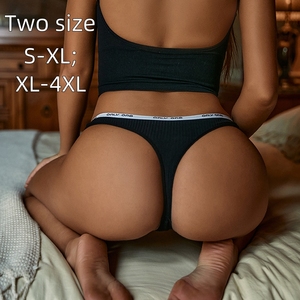 Slip da Donna in <span class=keywords><strong>Cotone</strong></span> <span class=keywords><strong>Bianco</strong></span> e Nero con Logo in Vita, Due Taglie, <span class=keywords><strong>Perizoma</strong></span> e Tanga Femminili - Product Image 1