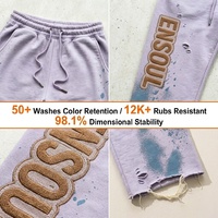 Pantalon de jogging streetwear épais de qualité supérieure, fabriqué par un OEM, avec broderie personnalisée en tissu éponge, effet usé, en molleton
