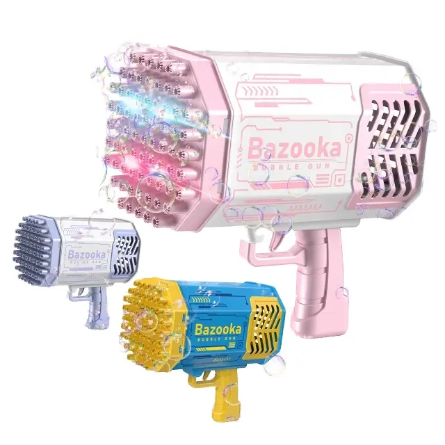 Huiye 2023 New Hot Sale Bubble Gun Toys Children's Summer 69 Holes Automatic Blower Soap Bazooka Bubbles Machine Gun Toys Bubble