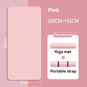 Grosir pemasok Tiongkok set matras yoga antiselip tebal 10mm ramah lingkungan logo cetak kustom panjang tahan lama dengan tali tas