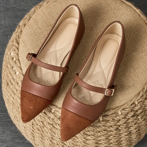 Chaussures plates à bout pointu en patchwork de 35 à 45 couleurs pour femmes, ballerines, nouveau style, chaussures décontractées assorties en <span class=keywords><strong>marron</strong></span> - Product Image 4