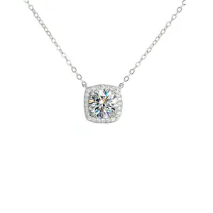 Bán Buôn Phụ Nữ Sang Trọng D Màu Vòng Hình Dạng Moissanite Mặt Dây Chuyền 925 Sterling Bạc Vòng Cổ Mặt Dây Chuyền Cho Đồ Trang Sức