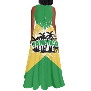 Unique Design Elegant Sleeveless Jamaican Flag <strong>Pattern</strong> Tank Top Dress for Women Custom Print <strong>on</strong> Demand Luxury Jamaican Clothing - Product Image 2