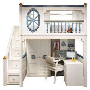 <span class=keywords><strong>Lit</strong></span> <span class=keywords><strong>cabane</strong></span> moderne pour enfant JS FURNITURE, <span class=keywords><strong>lit</strong></span> mezzanine en bois <span class=keywords><strong>avec</strong></span> toboggan et escalier pour enfants, utilisation dans les hôtels et les appartements - Product Image 3