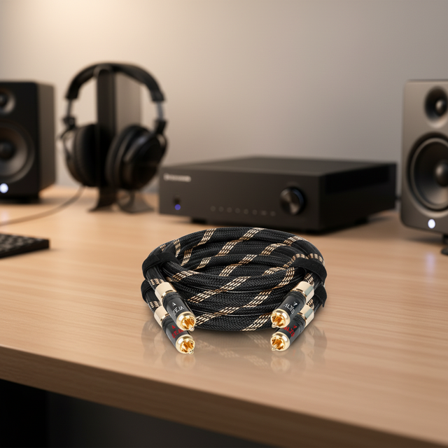 SKW Audiophiles Lock 24K Gold-plated 2RCA Male Ultra-HiFi Braided Nylon Jacket HDTV DVD Player Computer Interconnect Cable BG04S