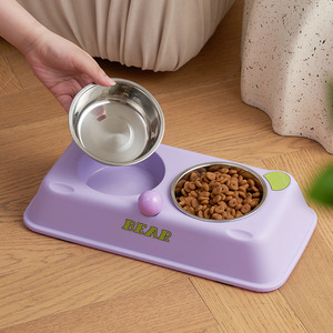 Comederos para Perros y Gatos de Acero Inoxidable, Doble, Antideslizante, Diseño de Oso, Juego de Alimentación para Mascotas - Product Image 2