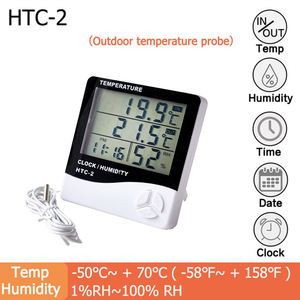 HTC2 Digitale Binnen- en Buiten LCD HTC-2 Elektronische Temperatuur- en Luchtvochtigheidsmeter Thermometer Hygrometer met Wekker Huishoudelijk - Product Image 2