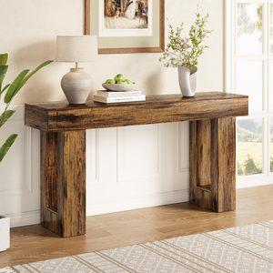 Solid wood entryway <b>table</b>, home hallway <b>table</b>, solid wood decorative shelf, simple and retro style, wall-mounted entryway <b>table</b> - Product Image 1