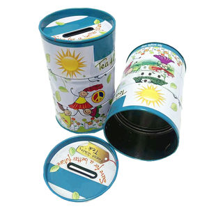 Cajas de dinero cilíndricas impresas personalizadas de fábrica, hucha de Metal, monedas, botes de estaño - Product Image 6