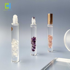 C&H Wholesale OEM 5ml/10ml Flacon de parfum vide en verre givré de luxe avec logo personnalisé et pierre précieuse naturelle - Product Image 2