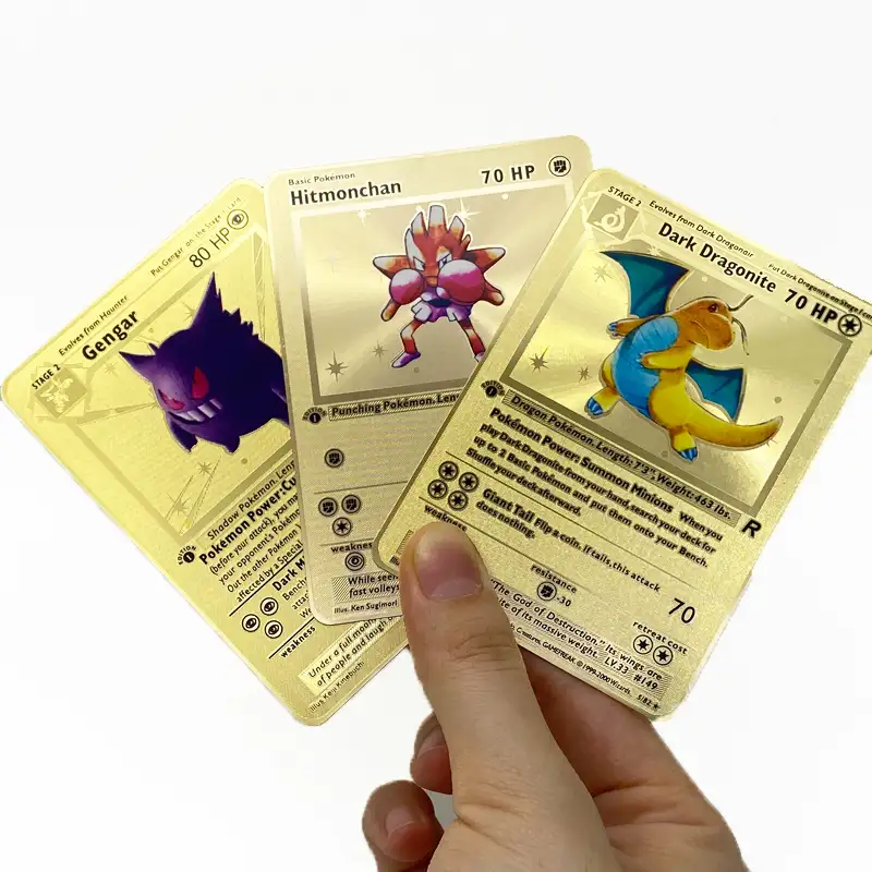 Carte à collectionner motif arc-en-ciel, Pikachu Vmax, carte à collectionner ordinaire, jeu de base, en métal doré