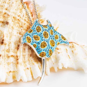 Collar con Colgante de Cristales Brillantes de Lujo con Forma de Mantarraya, Plata de Ley 925, Joyería con Cristales de Imitación - Product Image 5