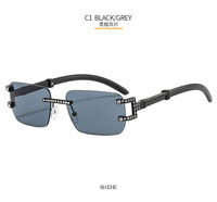 Kkmoon — lunettes de soleil rectangulaires pour hommes, verres solaires de marque sans cadre, de luxe, à la mode, diamant, vente en gros