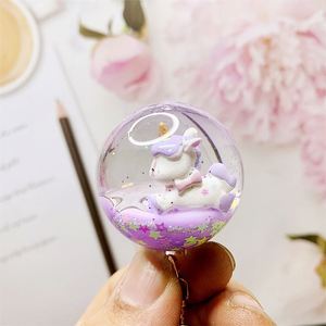 Crystal Ball Unicorn <b>Key</b> <b>Ring</b> Cute Round Shape Car Pendant Liquid Quicksand Keychain Delicate Generous Keychain for Gift - Product Image 2