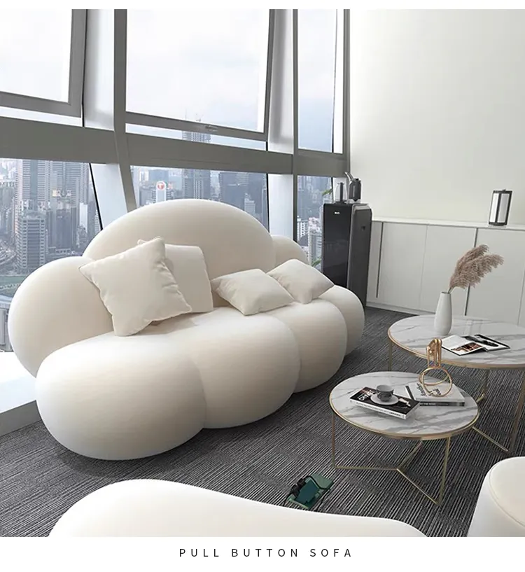 Living Room Hot Sale lamb wool Sofa Chair Love seat Three Seat lazy Couch innovative cloud cum bed Italian design lounge