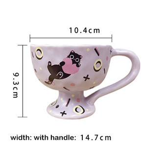 Taza de <span class=keywords><strong>café</strong></span> de cerámica bonita para niños al por mayor pintada a mano para niños niñas para el desayuno en casa agua cerveza té viaje-Nuevo diseño tazas - Product Image 6