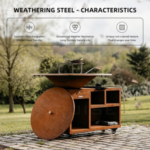 CRUISE Corten <b>Fire</b> Pit Homemade Charcoal Rottiserie Outdoor Camping Steel Modern Portable BBQ Safety Device WS-TB Ash Bucket Kit - Product Image 3