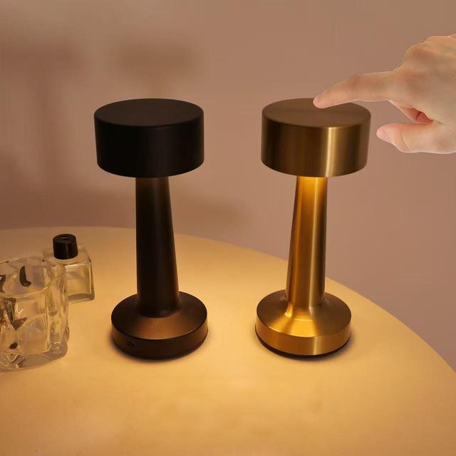 Rechargeable Touch Control DC Powered LED Table Lamp Study Adjustable Brightness USB Charging Port Aluminum Body 3500K Warm CRI