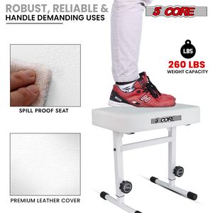 DB 5 CORE T Style blanc banc de clavier tabouret de Piano 17-22 pouces hauteur réglable épais coussin rembourré siège 17 22 pouces chaise - Product Image 4