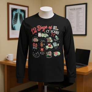 T-shirt à manches longues 12 Days Of Ct Scans Radiology Xmas pour les techniciens - Product Image 3