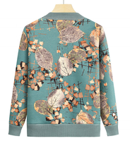 Nouveauté automne et hiver impression cardigan tricoté épais pour femmes chez la mère âgée robe chaude lâche vieille dame manteau