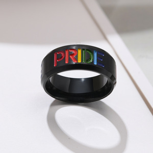새로운 한국 블랙 게이 남자 반지 절묘한 무지개 프라이드 반지 - Product Image 4
