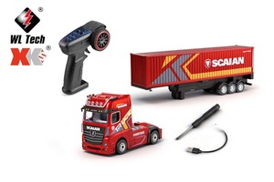 Camion porte-conteneurs RC WLtoys 6408 1/64 2.4G 4x4 à 3 vitesses avec remorque détachable, châssis motorisé, éclairage LED et son - Product Image 2